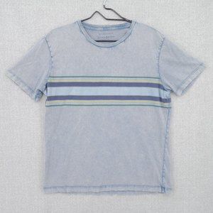 Lucky Brand T-Shirt Mens Large Blue Striped Washed And Worn Short Sleeve Crew
